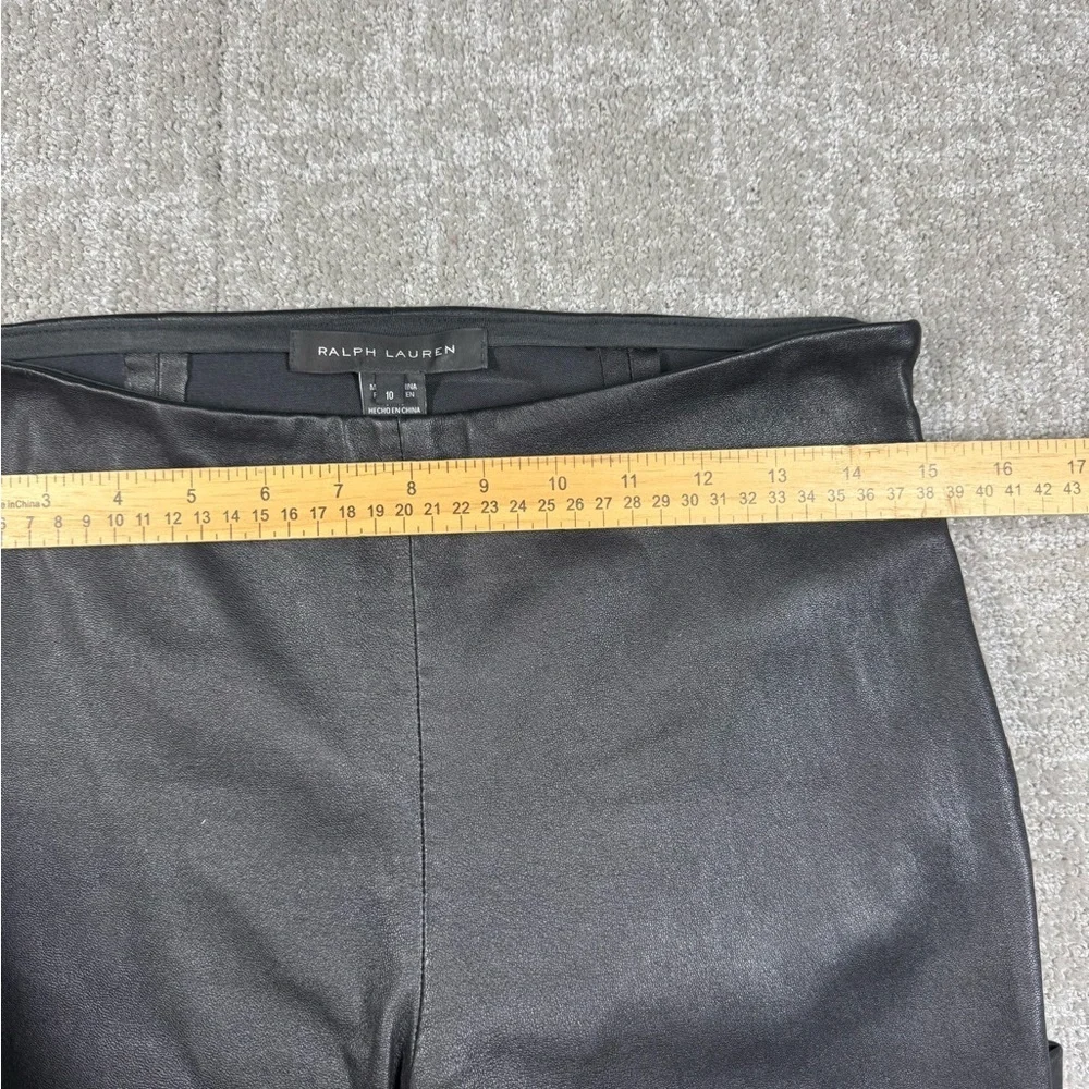 Ralph Lauren Black Label Women's Black Lamb Leather Pants W/Side Zipper Sz 10 - Picture 5 of 8